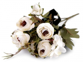Sztuczny jaskier peonie bukiet kremowy jasny pk 1