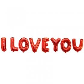 Balon foliowy - Napis I LOVE YOU, Czerwony, 16 cal