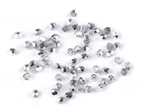 Szklane koraliki szlif. 3mm srebrny 46szt
