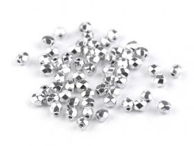 Szklane koraliki szlif. 3mm srebrny 48szt