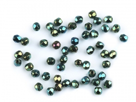 Szklane koraliki szlif. 3mm zielony ciemny 44szt