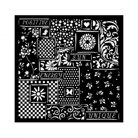 Maska szablon 18x18cm kwiaty kropki patchwork