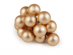 Bombki szklane na druciku 2,5cm 5szt. złoty matowy