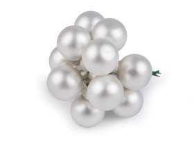 Bombki szklane na druciku 2,5cm 6szt. bia�e matowe