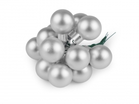 Bombki szklane na druciku 2,5cm 6szt. srebr matowe
