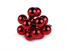 Bombki szklane na druciku 2cm 6szt. czerwon b�yszc