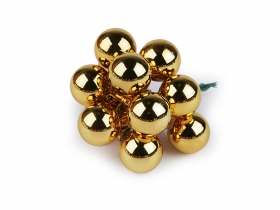 Bombki szklane na druciku 2cm 6szt. złoty błyszcz