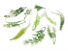 Gałązka sztuczna listki mix biały 11szt.