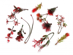 Gałązka sztuczna listki mix czerwony 11szt.