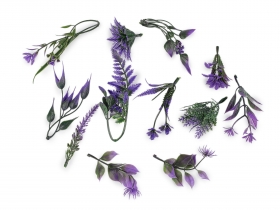 Gałązka sztuczna listki mix fioletowy 11szt.