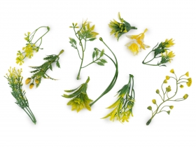 Gałązka sztuczna listki mix żółty 11szt.