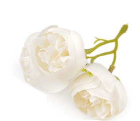 Kwiat materiałowy jaskier peonie 3,5 3szt. KREMOWE
