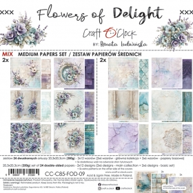 FLOWERS OF DELIGHT - zestaw papier�w 20x20 MIX