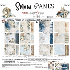SNOW GAMES- 20x20 zestaw papierów MIX