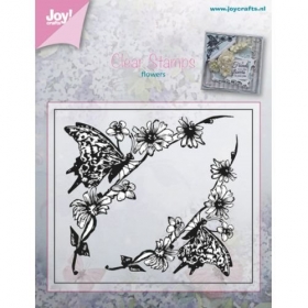 Stempel Joy 6410/0378 KWIATY BORDER MOTYL