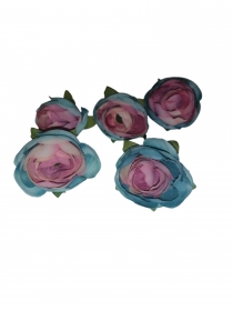 Kwiaty Peoni pene 4cm 5szt. niebiesko- rowe