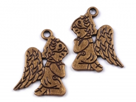 Zawieszka metalowa ANIOŁEK 17x20 mm stary mosiądź