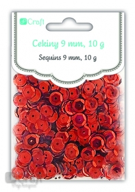 Cekiny okrągłe 9 mm, 10g CZERWONE