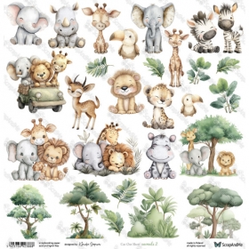 ANIMALS 2 papier elementy 30x30cm