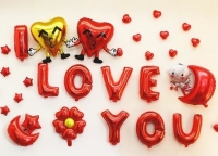 Balon foliowy - Napis I LOVE YOU, Czerwony, 16 cal