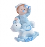 Dziecko niemowlak na koniku niebieskie 1szt 10cm H