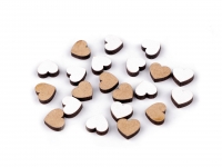 Serca drewniane mini 10mm biae naturalne 5szt