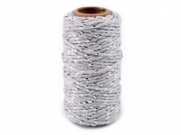 Sznurek bawe O1,5 mm z lureksem szary srebrn 17m.
