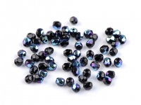 Szklane koraliki szlif. 3mm czarny - AB 47szt