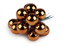 Bombki szklane na druciku 2,5cm 6szt. z�oty cie b�