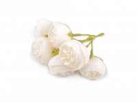 Kwiat materiałowy jaskier peonie 3,5 3szt. KREMOWE